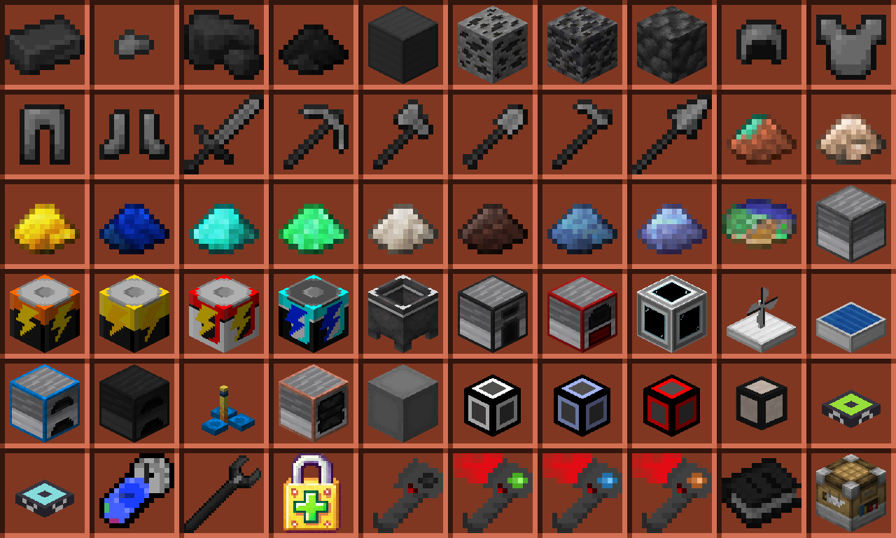 Every item in SimplEnergy, drawn from its build